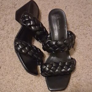 Time and Tru Women's Black Braided Sandal Heels